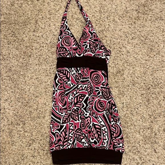 Pink and Brown Halter Dress - Picture 1 of 4